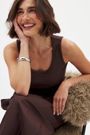 NA-KD Ribbstickad tanktopp med rundad halsringning - Bastoppar - Brun - XL (EU 46)