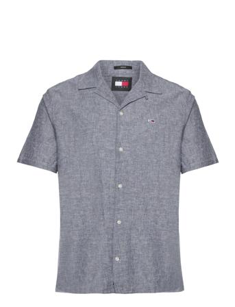 Tjm Linen Blend Camp Shirt Ext Navy Tommy Jeans
