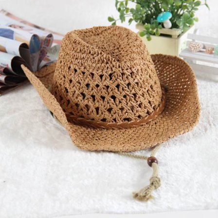 Cowboyhatt i halm, formbare, bred brem, solbeskyttelse, voksne, størrelse S