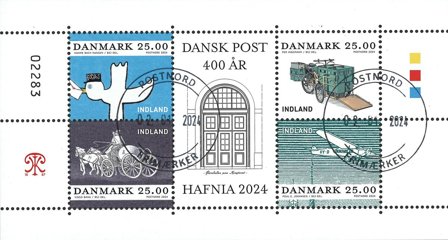 Danmark - HAFNIA 2024 - 400 år med posttjenester iDanmark - Stemplet miniark