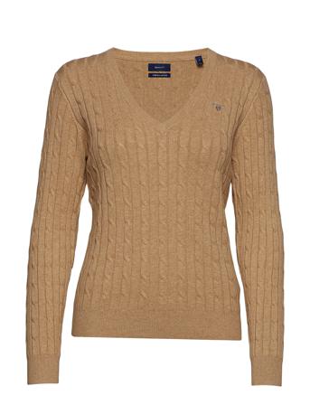 Stretch Cotton Cable V-Neck Villapaita Ruskea GANT
