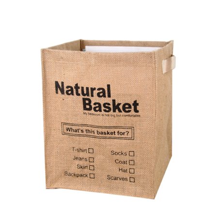 Förvaringskorg i jute, hopfällbar, vattentät, lätt att rengöra, mild textur, hem, kontor, NB-mönster