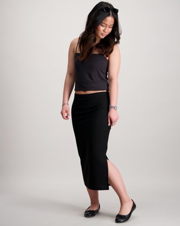 Kids ONLY KOGNELLA LONG SIDE SLIT SKIRT Sort Nederdele Pige - Kids Brand Store