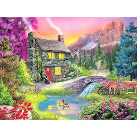 Diamond Painting / Diamantmålning - 30x40cm - Landskap Multicolor