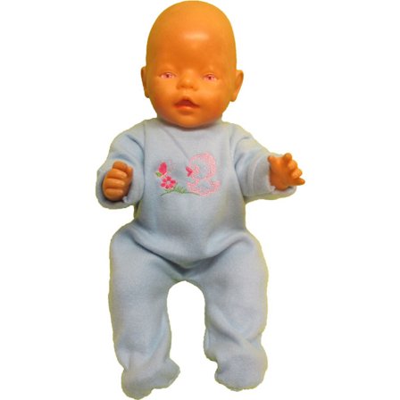 Pyamas/mysdress i ljusblå fleece till Baby Born, dockkläder.