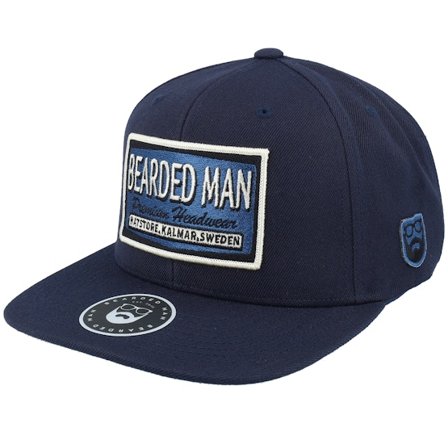 Bearded Man - Blå snapback Caps - Logo Off White/Blue Dark Navy Snapback @ Hatstore