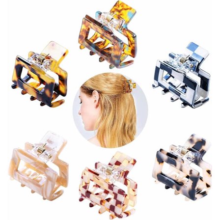 Liten hårklämma för kvinnor, mini fyrkantig halkfri hårklämma, 6 st till