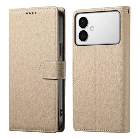 LITCHI Samsung Galaxy S26 Edge Plånboksfodral Konstläder - Aprikos