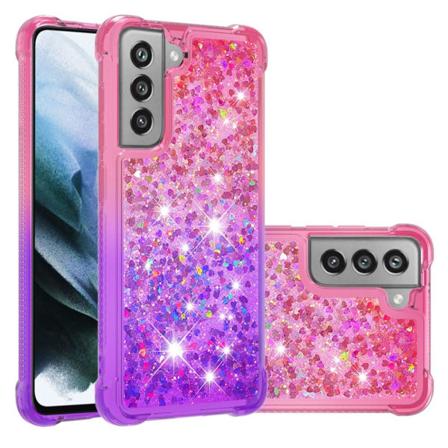 Skalo Samsung S21 Fe Kvicksand Glitter Hjärtan Tpu-skal - Rosa-l Multifärg