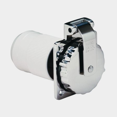 Marinco landströmsintag RF 316, 32A i rostfritt stål AISI 316, silver, med vattentätt Easy Lock System för båt.