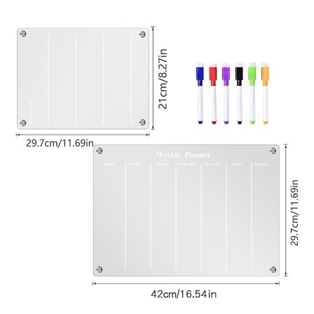 Magnetisk veckoplaneringstavla whiteboard kylskåpsmagnet daglig meddelande schematavla C 8
