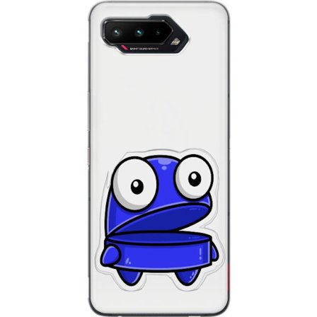 Kompatibelt Mobilskal till Asus Asus ROG Phone 5 Blå tecknad figur med öppen min och stora ögon i en rolig illustration