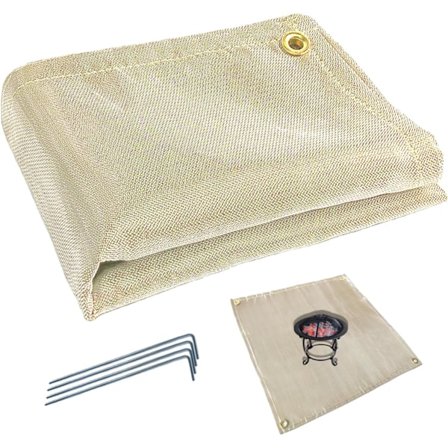 40" Firkantet Brannsikker Matte - Kraftig Varmebestandig Beskyttelse for Bålplasser og Griller, Utendørs Dekke- og Terrassebeskyttelse, Svart