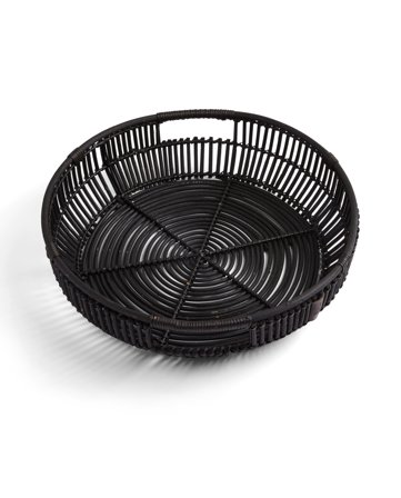 Lexington Round rattan tray, black
