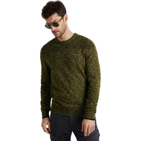 PME Legend, R-neck cotton mouline willow Bruin, Heren, Maat:XL