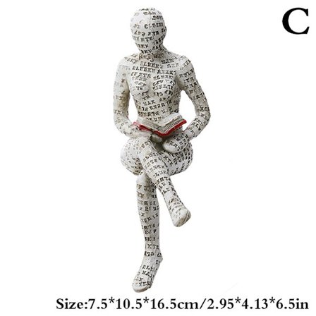 Nordic Modern Reading Woman Staty Resin Desktop Skulpturer - spot sales