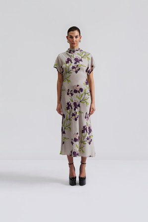 Malina - Alivia Midikleid - XS - Fall Florals Grey