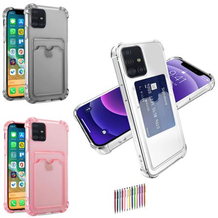 Samsung Galaxy A51 - Korttikotelo Suoja Läpinäkyvä Rosa
