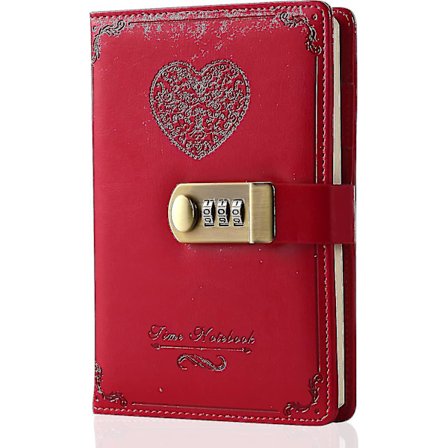 Dagbok med Lås för Flickor - Läderlösenordslås Journal Söt Hemlig Dagbok Anteckningsbok med Kombinationslås för Kvinnor Vuxna B6