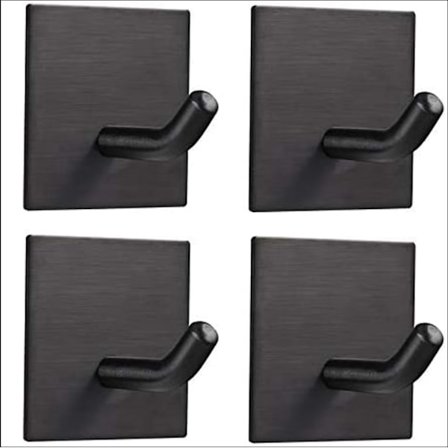 4 stycken självhäftande väggkrokar, 3M självhäftande handdukshållare i rostfritt stål, vattentät rostfri, ingen borrning, tehandduk