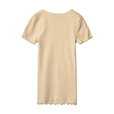 WHEAT Rib T-Shirt Short Sleeve Katie Macadamia Str 104/4 år, Tøj & Bolig, Børnetøj, Børneundertrøjer