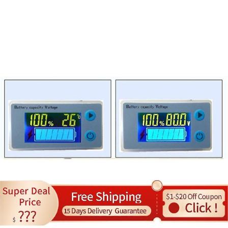 Biltestermonitor 10-100v Billede Lithium Kapacitetsindikator Voltmeter Spændingstester Monitor Js-c33 2022