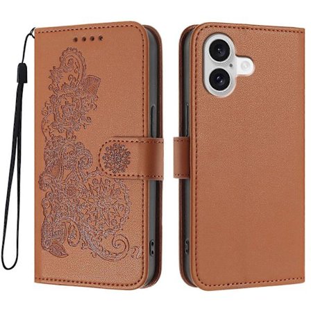 Kompatibel med iPhone 17 telefoncovers Mandala Blomst Læder Wallet Mobilcover med Rem