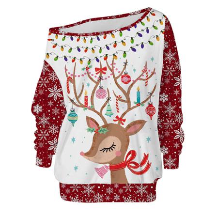 Tröja För Jultomte Med Print Off Shoulder För Damer