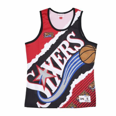 Mitchell & Ness, basketball tank top nba jumbotron 2.0 mesh tank hardwood classics Czerwony, Mężczyzna, Rozmiar: L