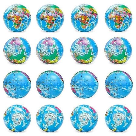 16 stk. Globe Squeeze Balls, 7,6 cm Jord Stress Relief Legetøj Squeeze Balls Pædagogiske Stressbolde til Fingerøvelser