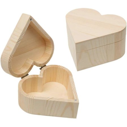 2-delad hjärtformad förvaringslåda arrangör behållare present handgjord trälåda presentask dekoration