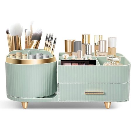 [14Y] Sminke Kosmetik Organizer, 360 Roterende Multifunktionel Kosmetikopbevaring, Skønhedsorganisator til Sminkebord