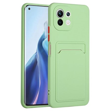 Xiaomi 11 Lite 5G NE / Xiaomi Mi 11 Lite 5G / Xiaomi Mi 11 Lite skal med korthållare - Grön