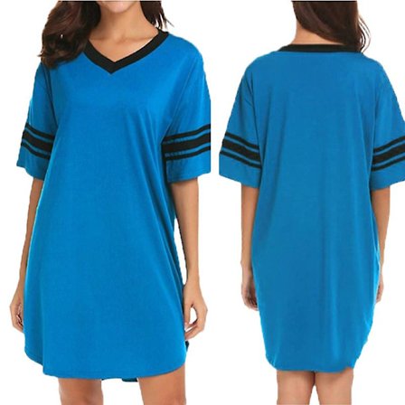 Kvinnors kortärmad nattkläder, V-ringad lös bekväm nattkläder