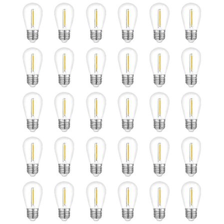 30-pakning utendørs lyspærer, vanntett S14 erstatningspære, E26 base varm hvit (FMY)