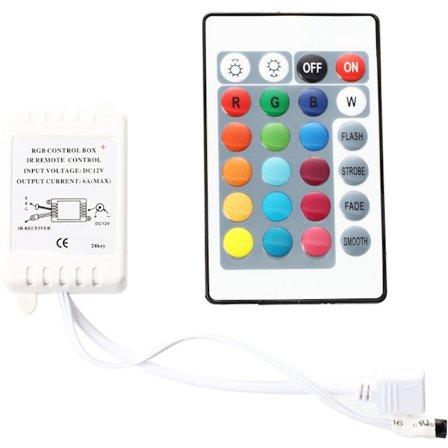 IR-boks 24-tasters fjernkontroll for RGB LED-lysstripe
