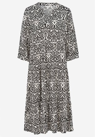 Cellbes of Sweden - Klänning med volanger - beige / svart / mönstrad - för damer - 54/56