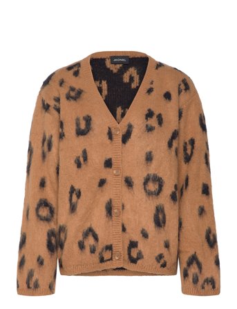 Monki Fluffy Knit Cardigan - Brown - XS