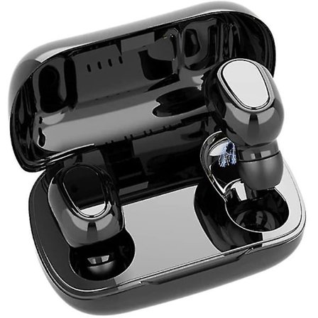 Bluetooth-hodetelefoner i øret, trådløst sportsheadset, Chronus L21 Bluetooth 5.0 Stereo Noise Reduction Trådløse Bluetooth-øretelefoner med ladeboks