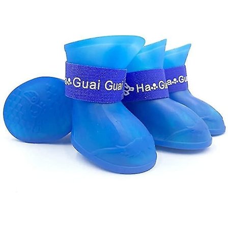 4 stk. Hunde Sko Potebeskyttelse Gummi Regnstøvler Anti-slip