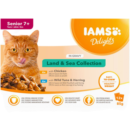 Iams - Delights Multipack Senior Gravy 72 x 85 g - Katt - Kattefôr & kattemat - Våtfôr og våtmat - ZOO.no