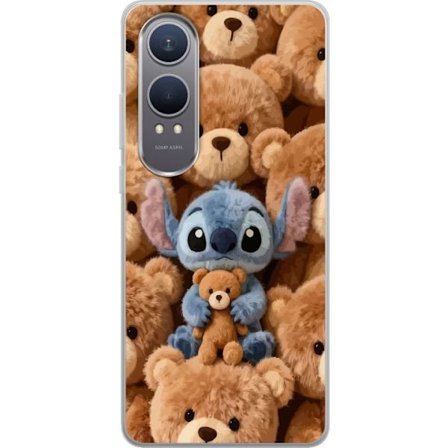 Kompatibelt Mobildeksel til OnePlus Nord CE4 Lite Stitch omgitt av brune teddybjørner med en liten teddybjørn i fanget i en søt og koselig kawaii-d