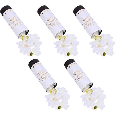 Konfettikanon, håndholdt konfettikanonrør til bryllup, 5 stk. (hvit, 11 cm)