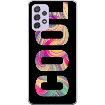 Kompatibel Mobilcover til Samsung Samsung Galaxy A52s 5G Modern typografisk kunst med ordet LOVE i flydende regnbuefarver mod sort baggrund, der skabe