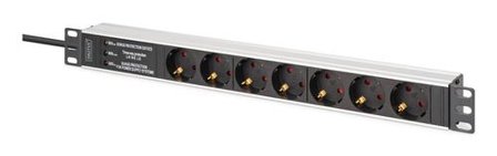 Digitus 1U Alu PDU Rackmount.6x Safety outlet1x outlet 16A230VAC50/60HzÃœberspannungsschutz Netzfilter NS