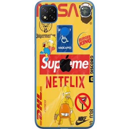 Xiaomi Redmi 9C Gjennomsiktig deksel Retro NASA kollasje med popkulturelle elementer, humoristisk design med satirisk gatekonst følelse, fargerik og