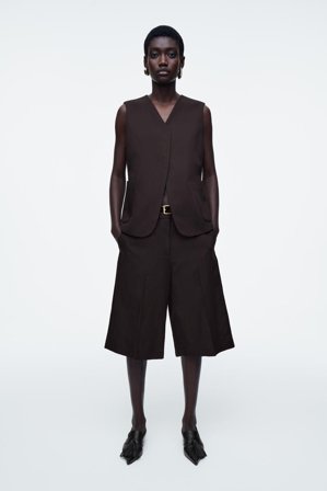 COS Women's Gilet A Portafoglio In Misto Lino in Marrone