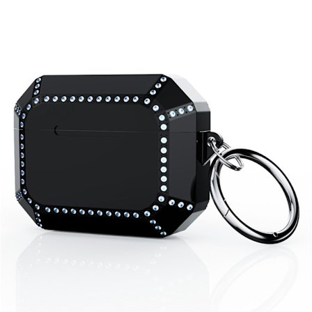 Airpods Pro 2 Skal Rhinestone Shockproof - Solid Svart