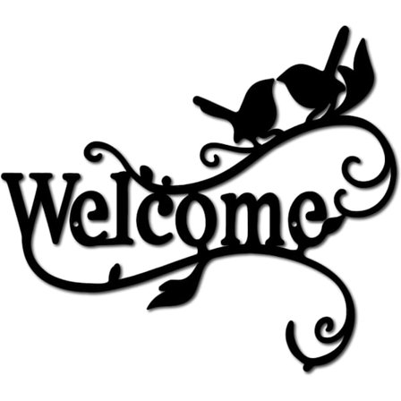 Welcome Birds Metallinen seinäkoriste Ontto veistos Taidesiluetti Kodin sisustus Sisä- ja ulkopuutarha 30x25cm