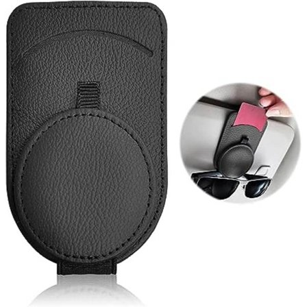 Brilleholder for bil, universell solskjermbrilleholder for bil, solskjermklips for solbriller, klips for brilleoppheng i skinn, brilleetui for bil